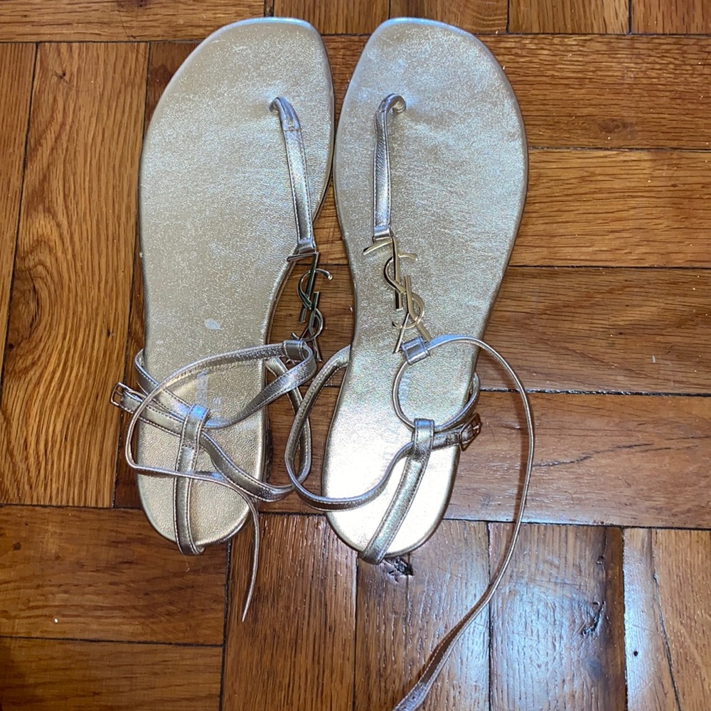 YSL gold sandal size 38 1/2 worn